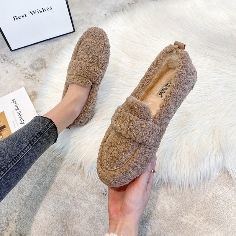 Arielle Plush Moccasins With Non-Slip Sole | MONQ